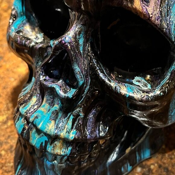 Hand-Painted One of A Kind Life Size Adult Human Skull - Picture 1 of 10
